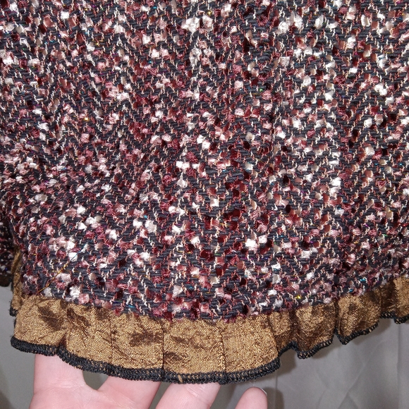 YAK MAGIK Multi Colored Tweed Sparkly Evening Jacket With Ruffled Hem Womns XL - Picture 7 of 13